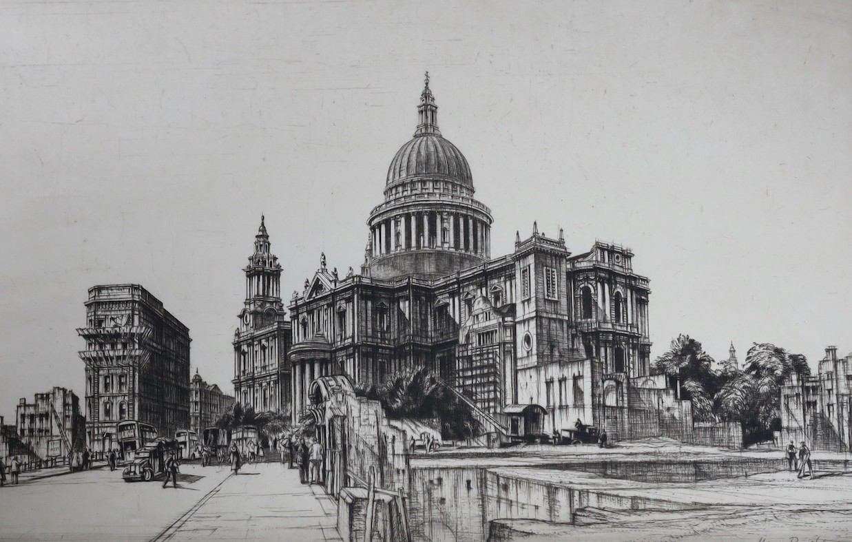 Sir Henry Rushbury (1889-1968), etching, St Paul's Cathedral 1942, signed in pencil, 25 x 37.5cm, unframed